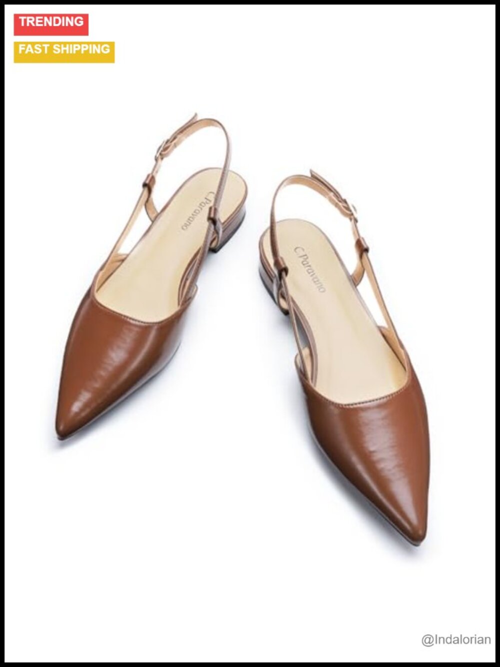 Pointed Toe Slingback Flats Nappa Lambskin Dressy Closed Sandal Shoes